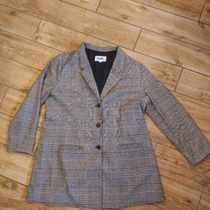 BB Dakota Prep Cool Plaid Longline Blazer-FULLY LINED